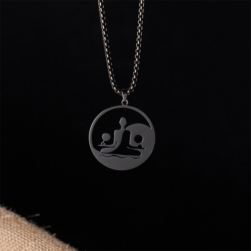 Silber Edelstahl Kette Yoga Buddha Anhänger Meditation Balance Hohlraum
