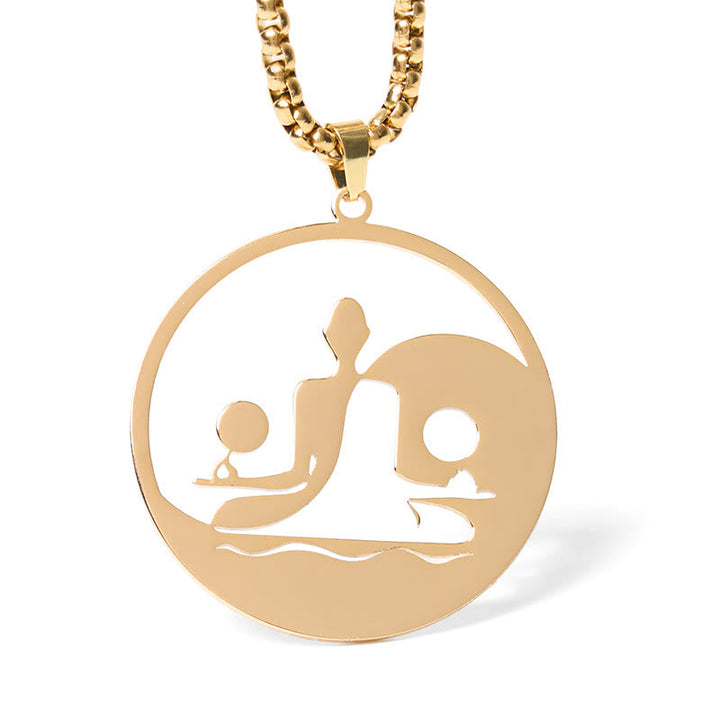Edelstahl Yoga Kette goldener Anhänger Meditation Chakra Balance