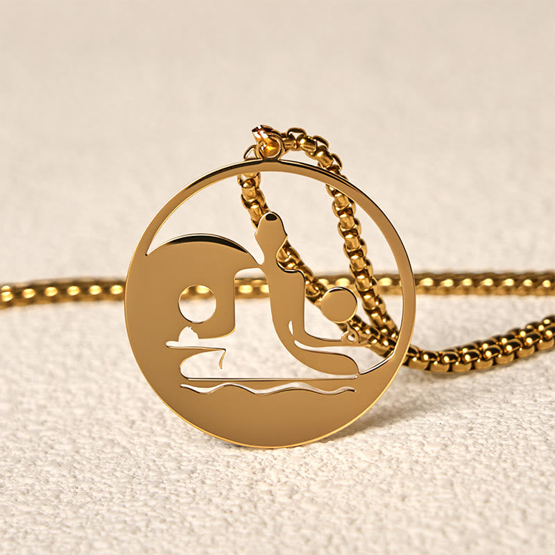 Gold Yin Yang Buddha Kette Edelstahl Hohlraum Balance Meditation