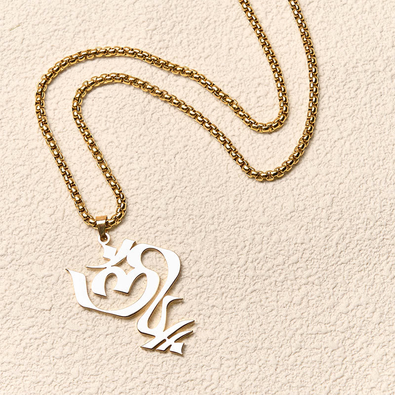 Om Kette Edelstahl golden Symbol Anhänger elegant Geometrie