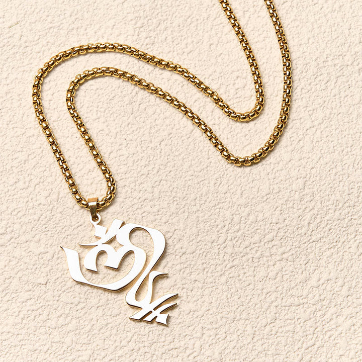 Om Kette Edelstahl golden Symbol Anhänger elegant Geometrie
