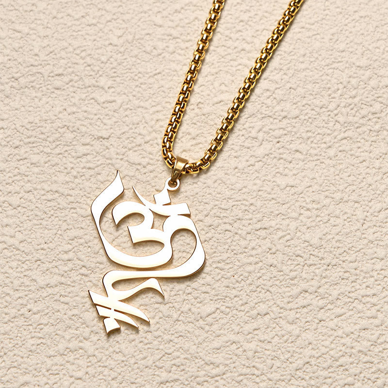 Goldene Kette Edelstahl Om Symbol Geometrie Anhänger spiritual