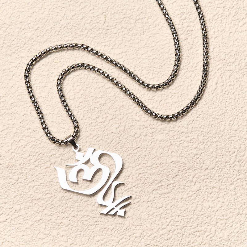 Edelstahl Kette geometrisches Om Symbol eleganter Anhänger minimalistisches Design modern