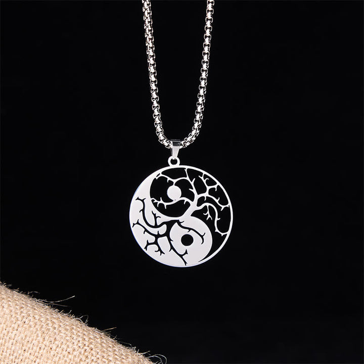 Edelstahl Yin Yang Hohlraum Kette silber Anhänger Balance