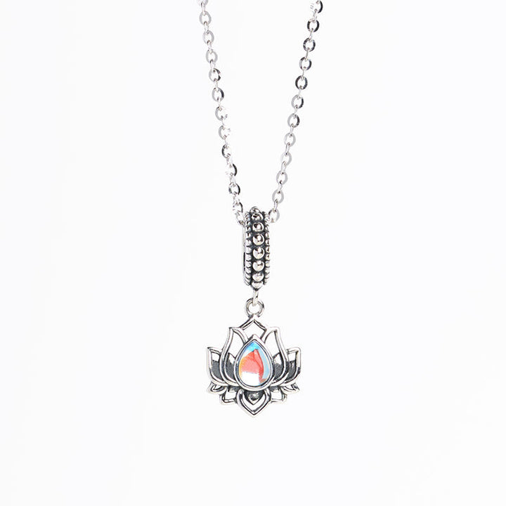 Mondstein Lotus Kette 925er Silber Anhänger rot Heilung Energie