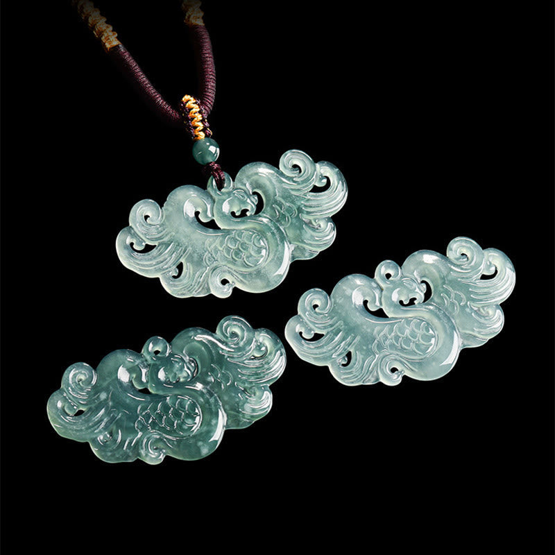 Jade Phönix Kette Chinesisch grüner Stein Glück Anhänger