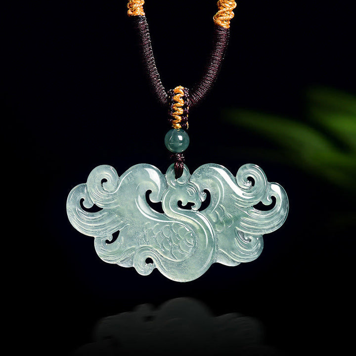 Jade Phönix Kette chinesisch Anhänger Glück Naturstein Schmuck