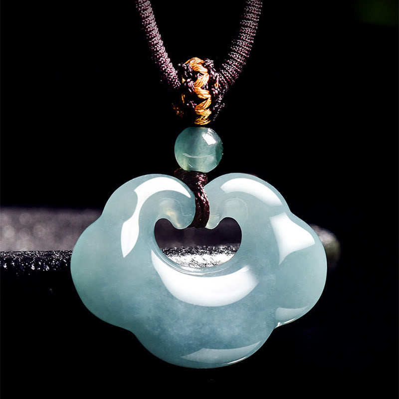 Jade Kette Ruyi Glückszeichen Glück grüner Naturstein goldener Charm Anhänger