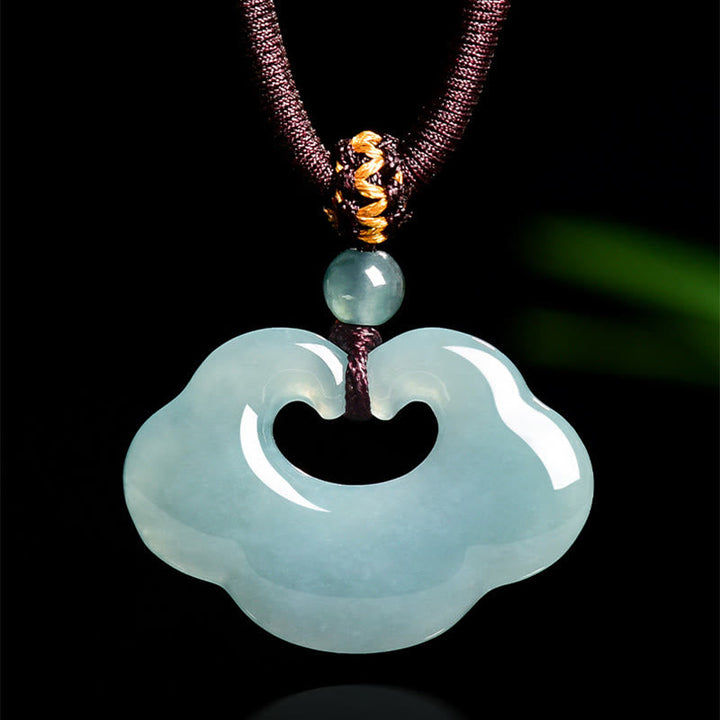 Kette Jade Ruyi Glückszeichen grüner Naturstein Anhänger Glück