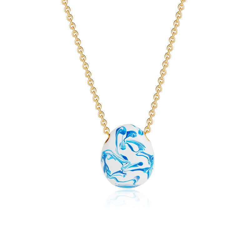 Goldkette mit blauem Naturstein Anhänger Kette Kupfer Wassertropfen Buddha Heilung