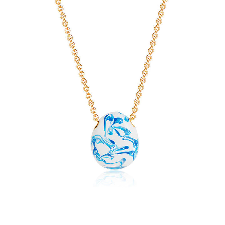 Goldkette mit blauem Naturstein Anhänger Kette Kupfer Wassertropfen Buddha Heilung