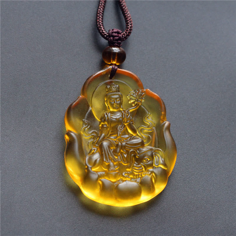 Liuli-Kristall Geburtsbuddha Kette Anhänger Bernstein Schutz chinesischer Tierkreis
