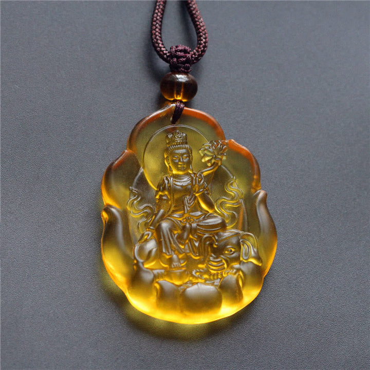 Liuli-Kristall Geburtsbuddha Kette Anhänger Bernstein Schutz chinesischer Tierkreis
