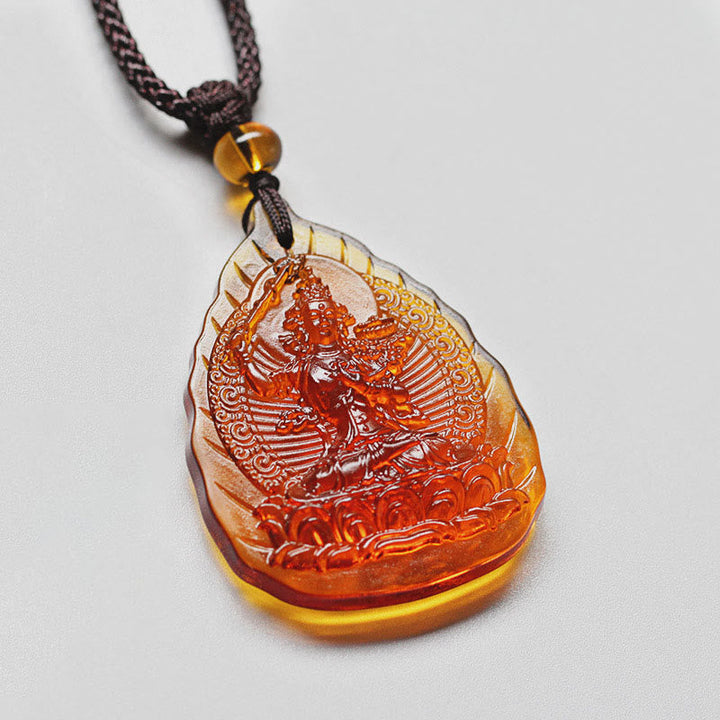 Anhänger Kette Liuli-Kristall Geburtsbuddha orange Stein Buddha Schnur