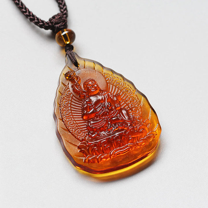 Bernstein Anhänger Geburtsbuddha Kette Liuli-Kristall orange geschnitten Naturstein