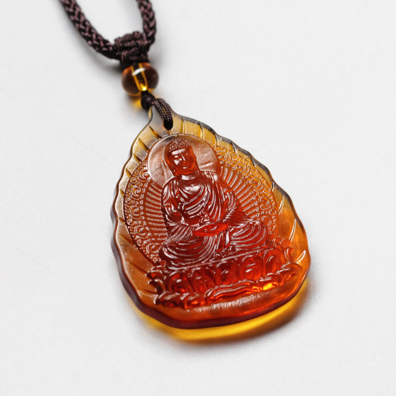 Roter Liuli-Kristall Anhänger Kette Geburtsbuddha Naturstein Schmuck