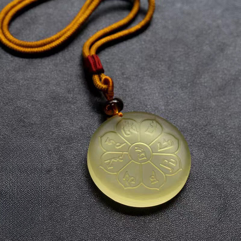 Grüne Liuli-Kristall Achtblatt Wohlstandsgott Kette mit goldenem Seilgeflecht