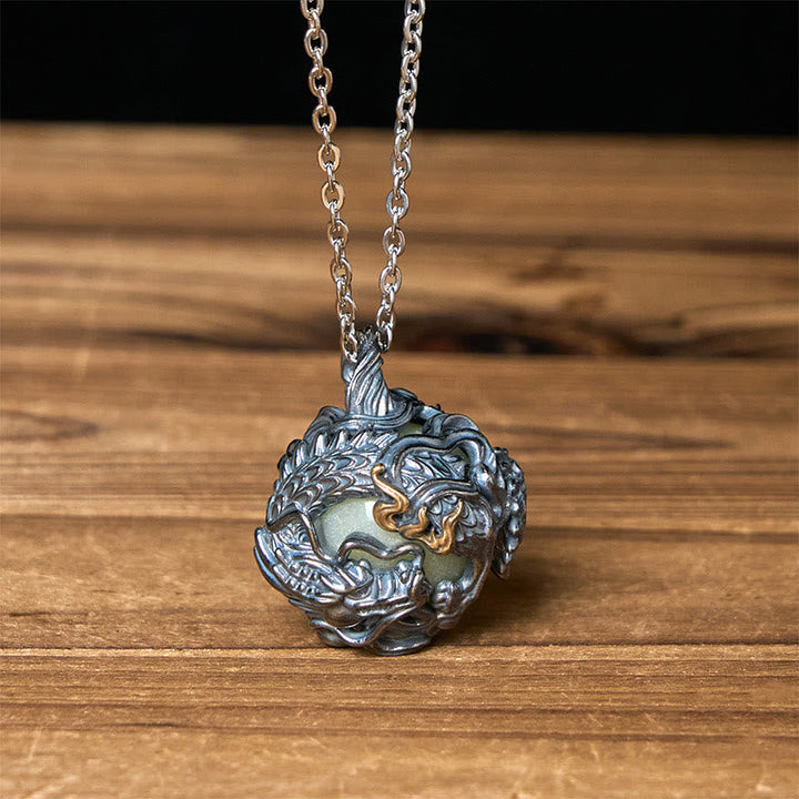 Drachen Anhänger Kupfer Kette mit Umfassungsperle zeigt Stärke