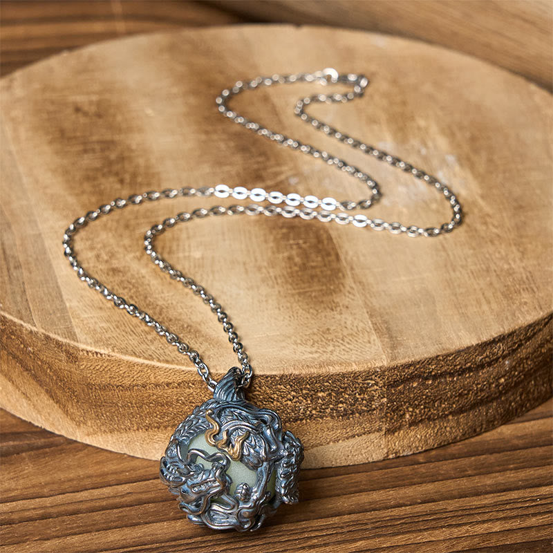 Silberne Kette Kupfer Drachen Umfassungsperle mit Kraft und Stärke Anhänger