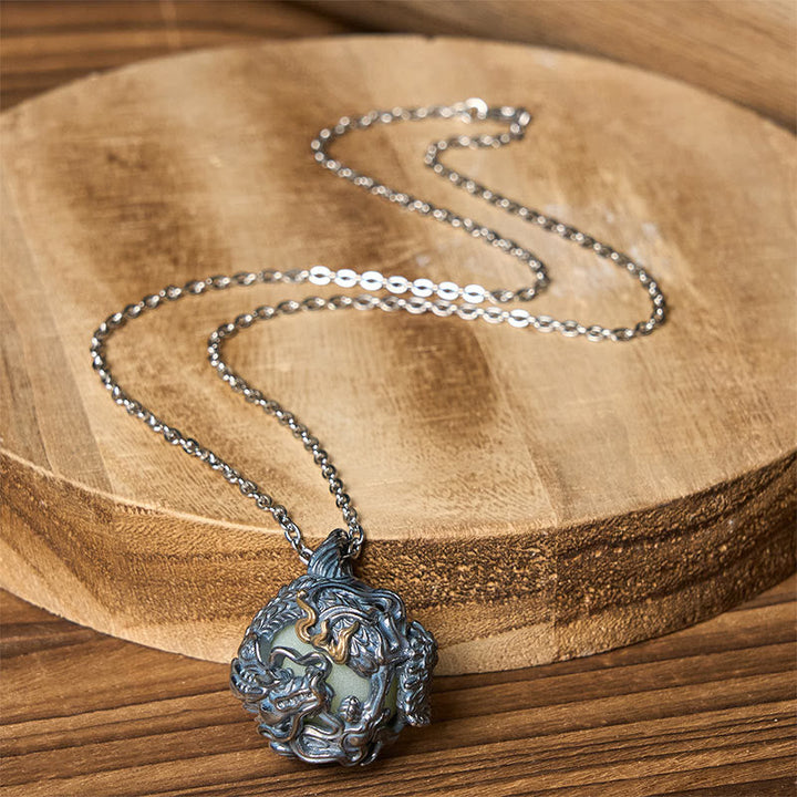 Silberne Kette Kupfer Drachen Umfassungsperle mit Kraft und Stärke Anhänger