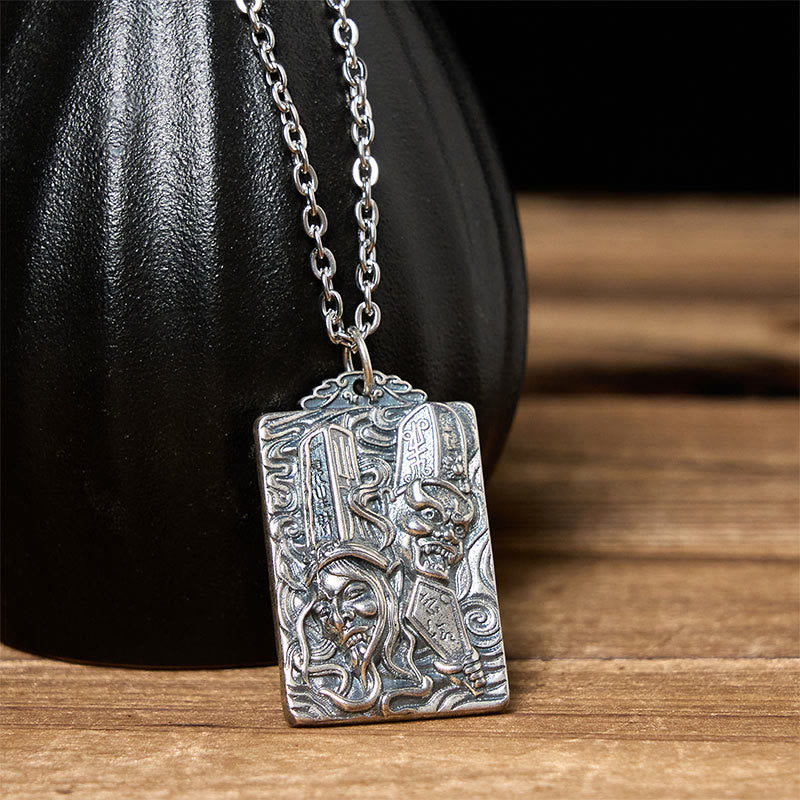 Silber Kette mit Balance Anhänger Vergänglichkeit Naturstein Meditation