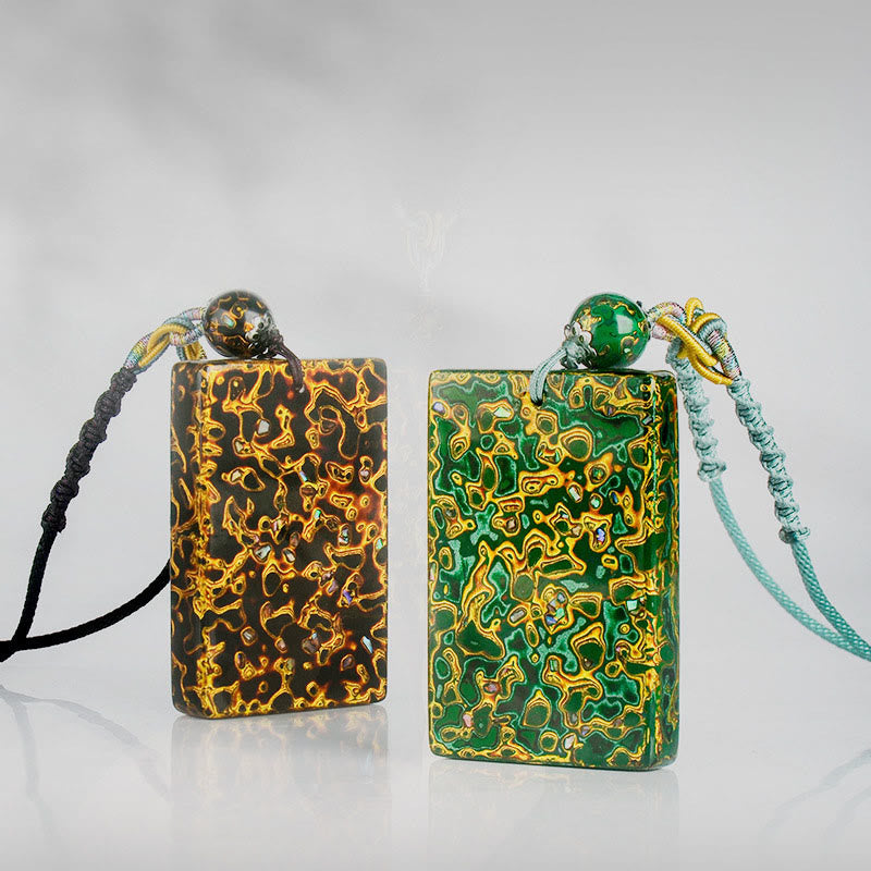 Grüne schwarze Jade Anhänger Kette mit Buddha Schutz Mustern