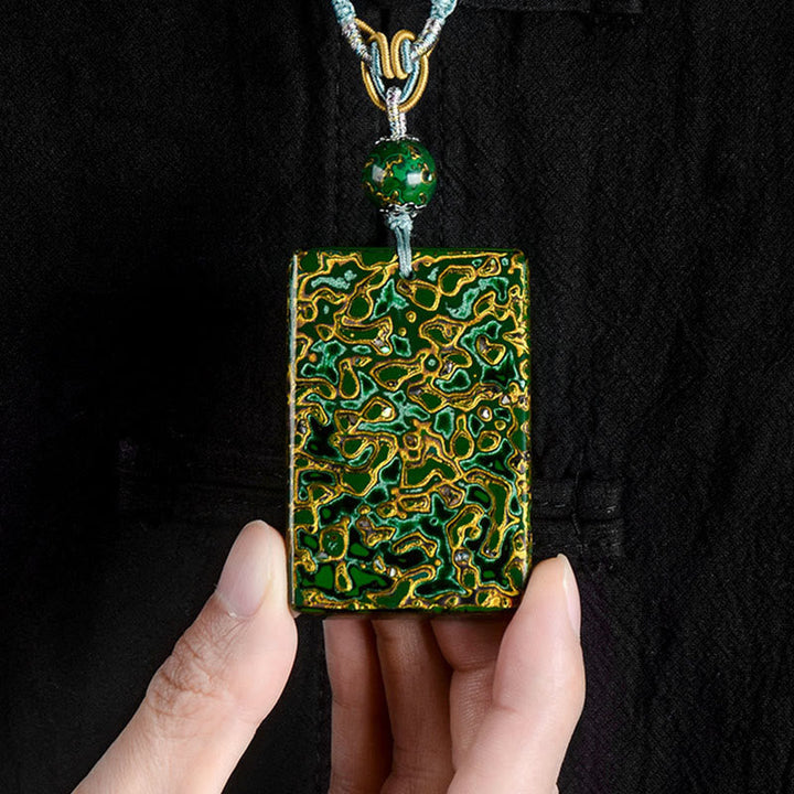 Grüner Jade Anhänger Kette Vergoldung Naturstein Buddha Schutz