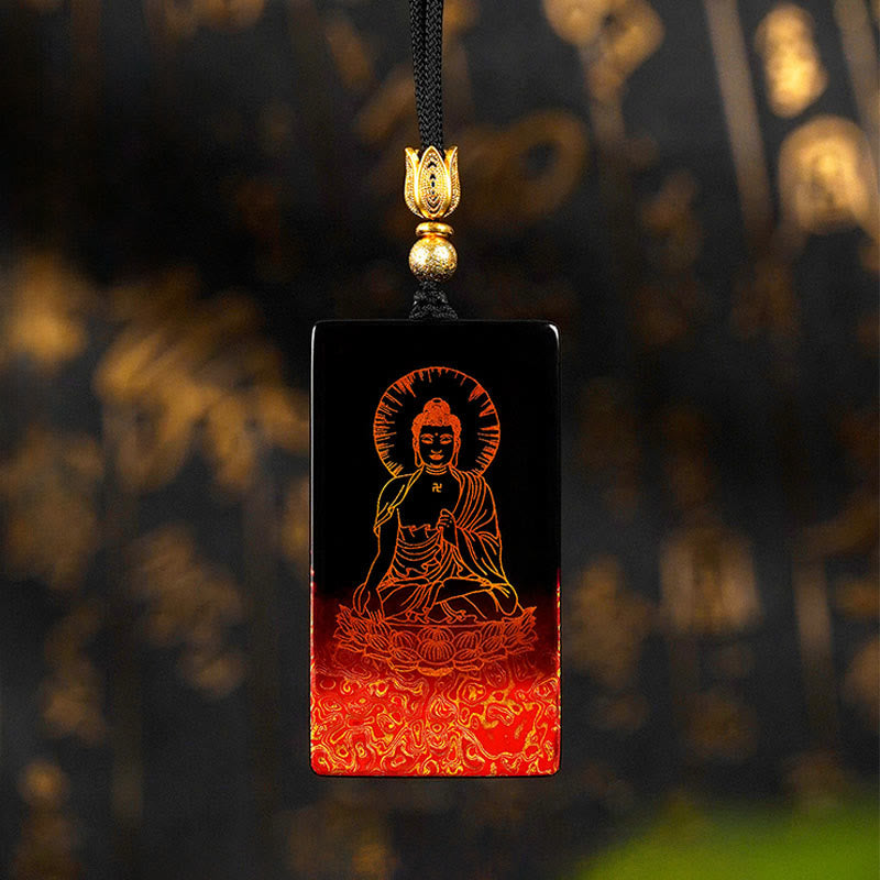 Buddha Kette Sandelholz Anhänger Geburtsbuddha Tierkreis Naturstein