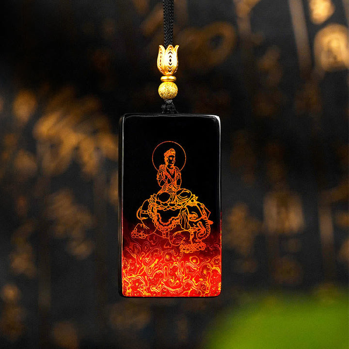 Buddha Anhänger schwarze Kette Geburtsbuddha Tierkreis Sandelholz