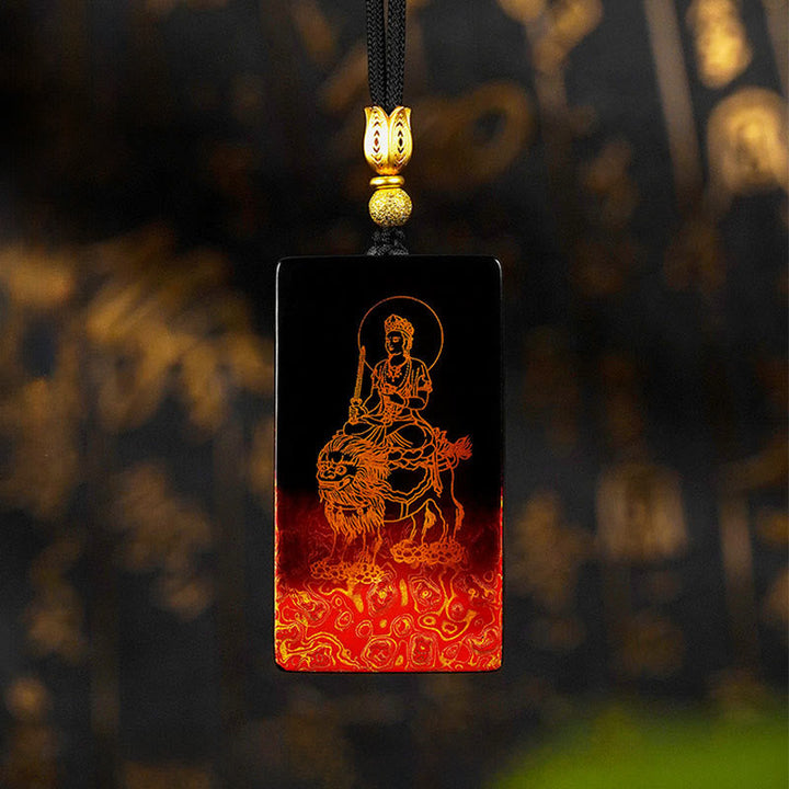 Kette Sandelholz Geburtsbuddha Tierkreis schwarz vergoldeter buddhistischer Anhänger