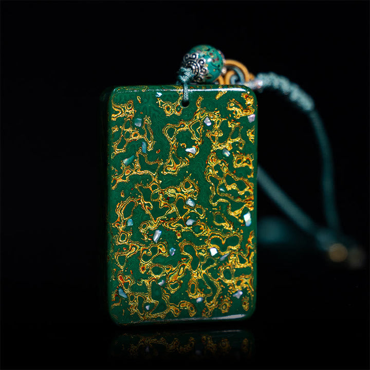 Grüner Jade Anhänger Buddha Schutz Sandelholz mit Kette