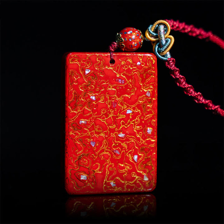 Roter Buddha Anhänger Kette mit Perlen Sandelholz Schutz Schmuck