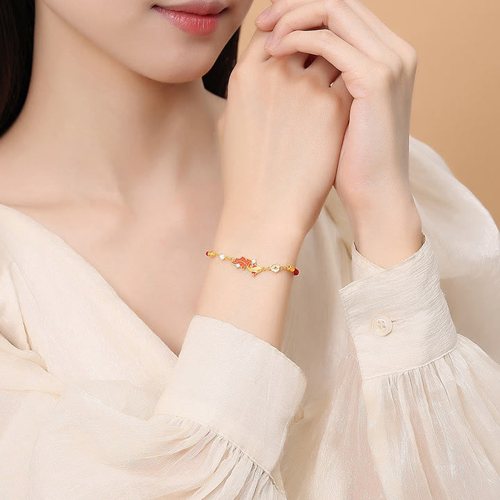 Tibetische Kette Silber Koi-Fisch Segen Armband am Handgelenk mit Edelsteinen
