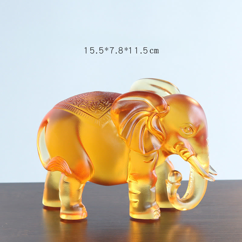 Elefant Figur Gelb Liuli Kristall Großer Elefant (Rüssel runter)