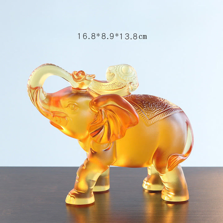 Elefant Figur Gelb Liuli Kristall Großer Elefant (Rüssel hoch)