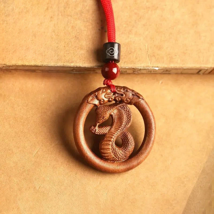 Kette Pfirsichholz Hund Zodiakzeichen Pendant