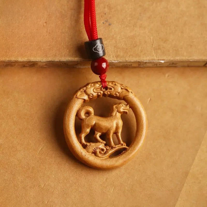 Kette Pfirsichholz Affe Zodiaktier Pendant
