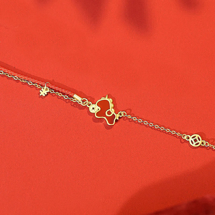 Armband Goldkette Pferd Roter Achat