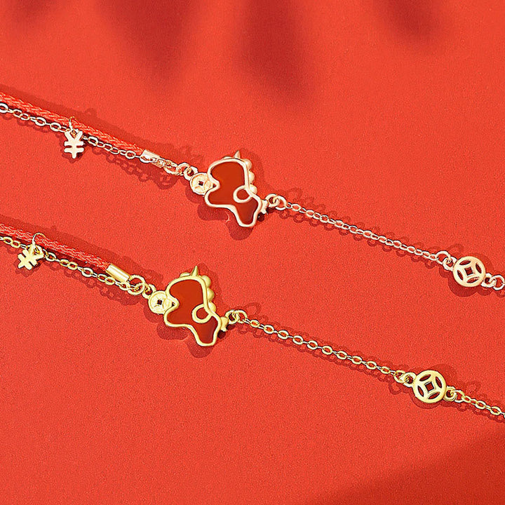 Armband Goldkette Pferd Duo Glücksbringer