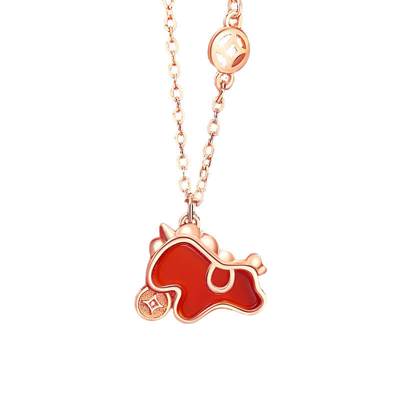 Kette Pferd Roter Achat Pendant Elegant