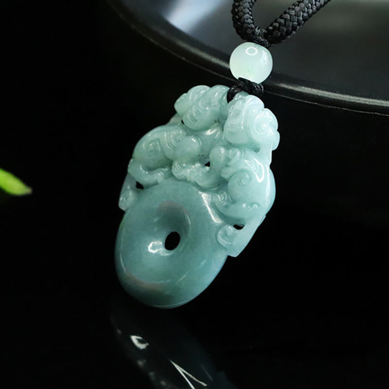 Jade Kette Buddha Anhänger Glück