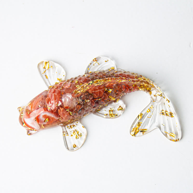 Figur Koi Fisch Kristall Glück Harz Roter Achat