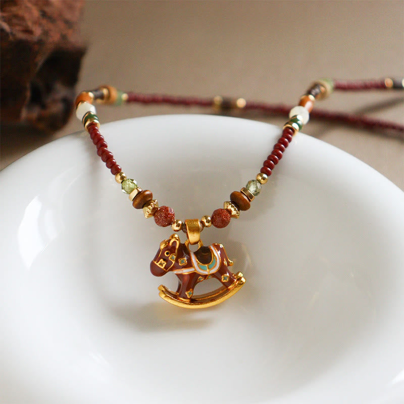 Kette Granat Onyx Pferd – Kraft