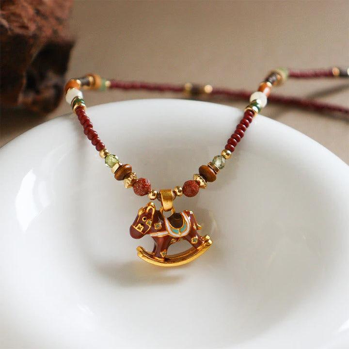 Kette Granat Onyx Pferd – Kraft