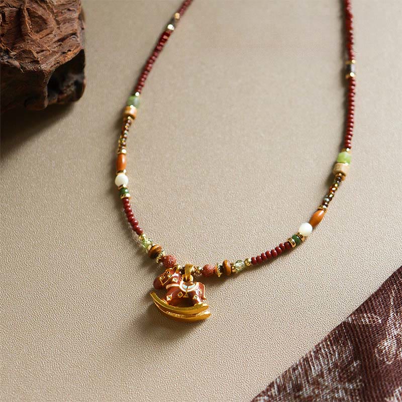 Kette Granat Achat Pferd – Balance