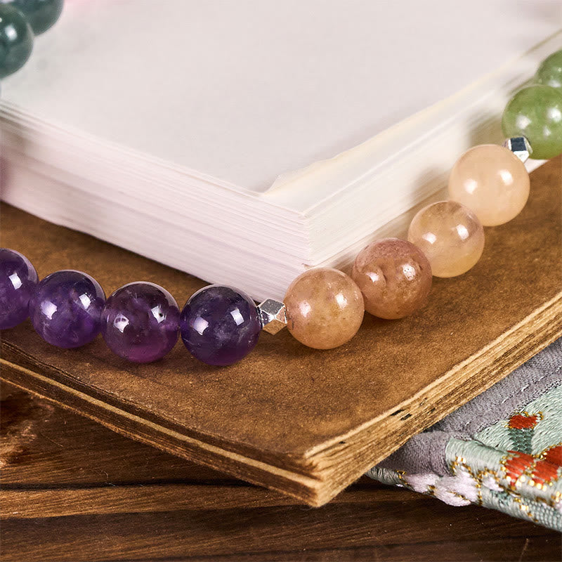 Schlüsselanhänger Amethyst – Balance mit Edelsteinperlen spirituell handgefertigt Glücksbringer