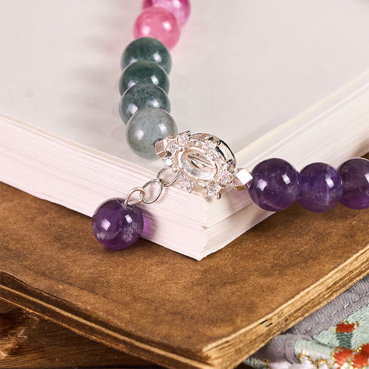 Schlüsselanhänger Amethyst – Balance mit Edelsteinperlen Anhänger spirituell Glücksbringer