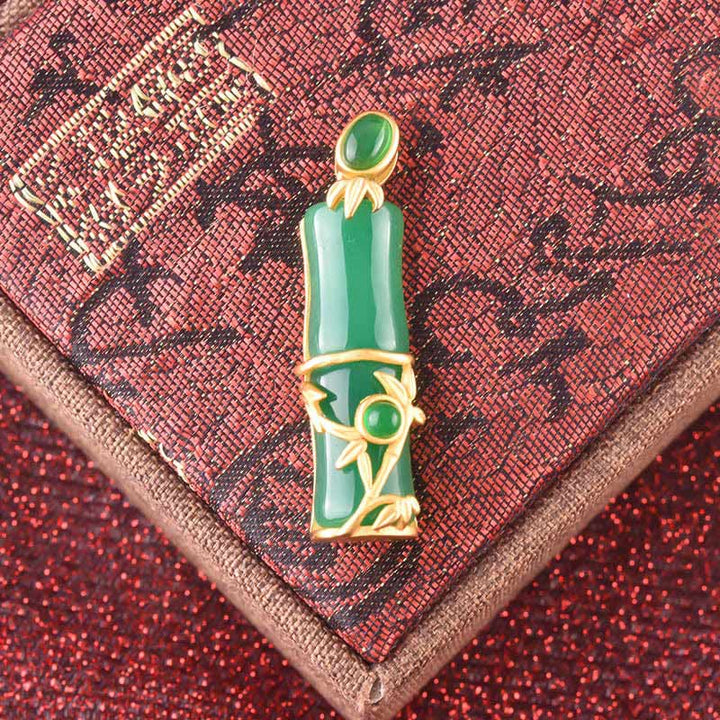 Kette Jade Bambus Heilstein – Schutz & Energie – Bild 10 – Jade Bambus Kette Anhänger grün gold Heilstein Schutzstein Naturstein