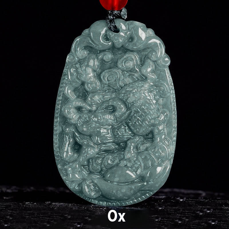 Grüne Jade Kette Pferd Chinesischer Tierkreis Glück Naturstein Anhänger