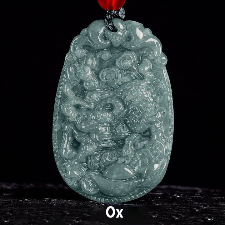 Grüne Jade Kette Pferd Chinesischer Tierkreis Glück Naturstein Anhänger